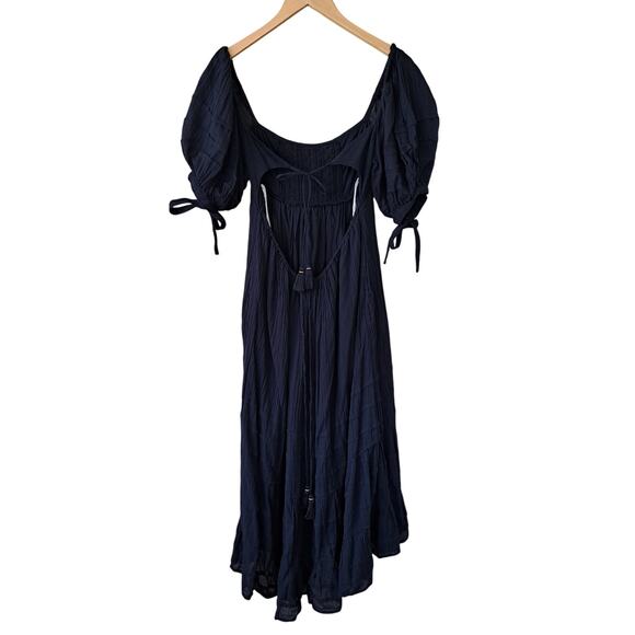 FREE PEOPLE Free People Let's Be Friends Midi Maxi Dress Small Black Open Back - Picture 13 of 14